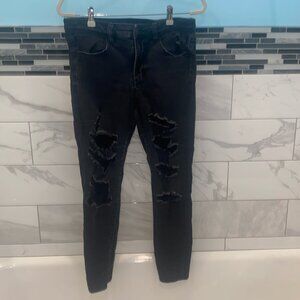 black american eagle ripped jeans